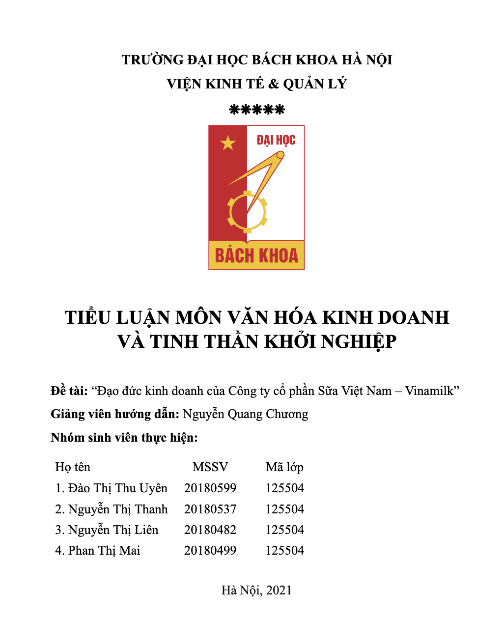 Tiểu luận môn văn hoá doanh nghiệp
