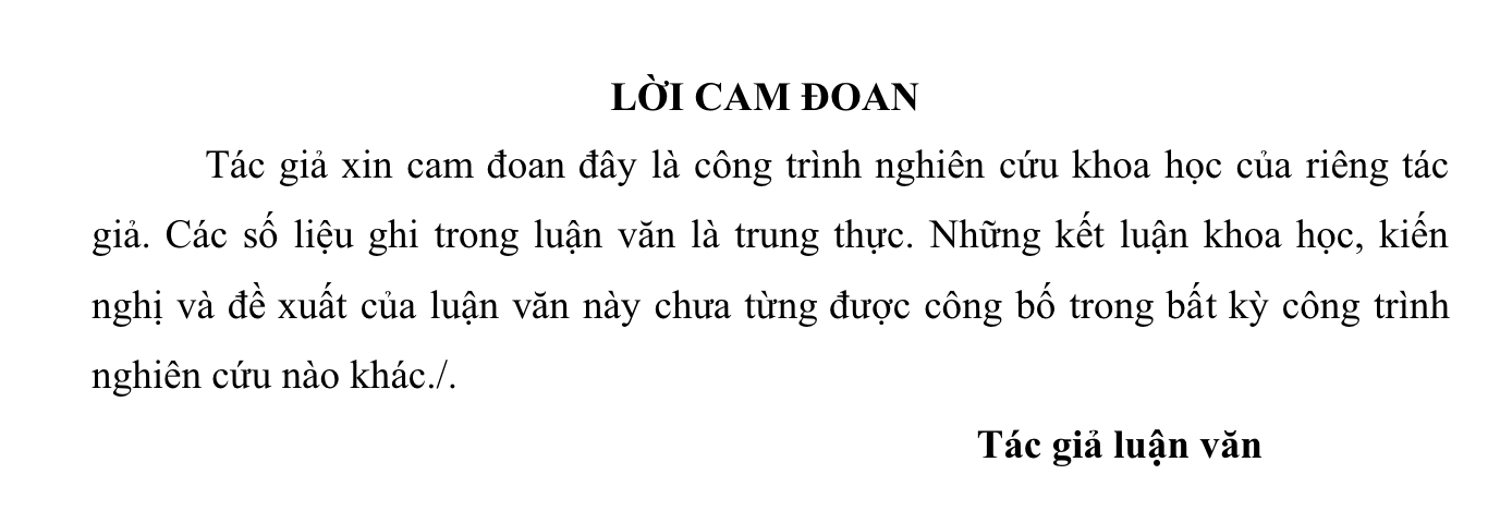 lời cam đoan luận văn thạc sĩ quản trị kinh doanh